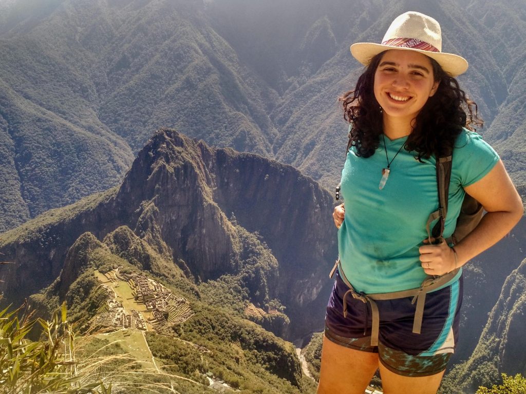 Head shot of Carolina Valder '17 overlooking Machu Picchu