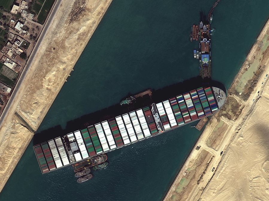 Satellite imagery of the container ship