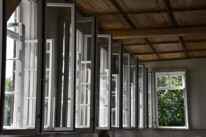 A row of open windows.